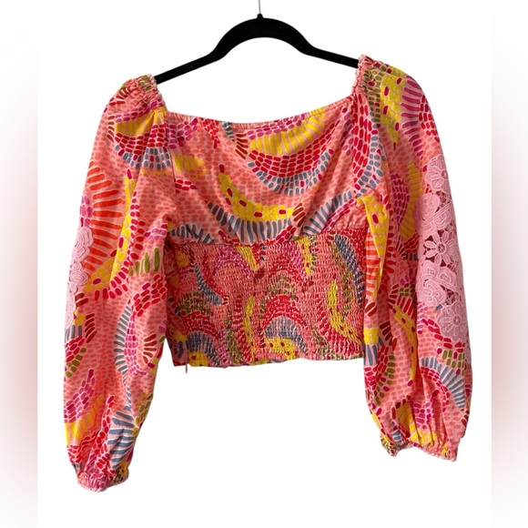 Farm Rio Colorful Patterned Crop Top. Small. - Picture 2 of 5